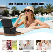 Mini Makeup Bag with Led Mirror, Small Makeup Bag with 3 Light Mode | Adjustable Brightness, Rechargeable, Portable Cosmetic Bag with Hands-Free Wrist Strap for Pool Parties, Work Touch-Ups