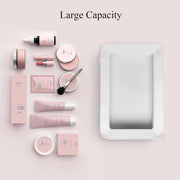 Clear and Waterproof Makeup Bag Portable Travel Cosmetic Case Organizer for Women Toiletry Pouch with Transparent Vinyl Windows & Zippers (White)