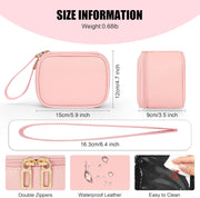 Mini Makeup Bag with Led Mirror, Rechargeable Portable Makeup Pouch | Small Cosmetic Bag with 3 Light Modes, Adjustable Brightness, Hands-Free Wrist Strap, Suitable for Party, Work, Camping