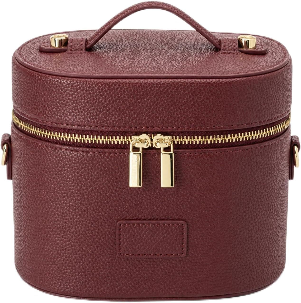 Leather Vanity Case Makeup Bag with Removable Divider, Washable Compartments, Dual Zipper & Carry Handle – Travel Toiletry Organizer for Women