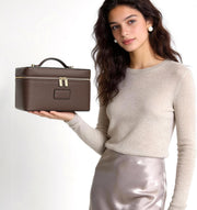 Makeup Bag Large Vanity Case for Women Travel Cosmetic Bag Makeup Case Organizer Leather Travel Toiletry Bag