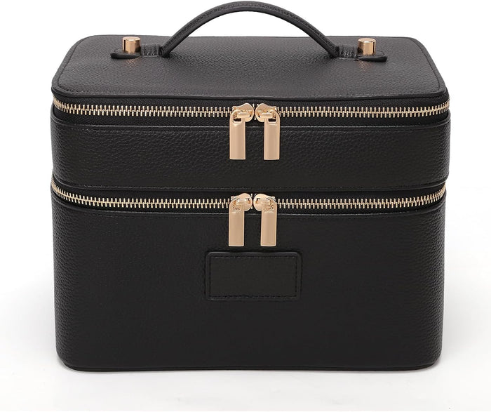 Double-Layer Vanity Makeup Bag - Black Large