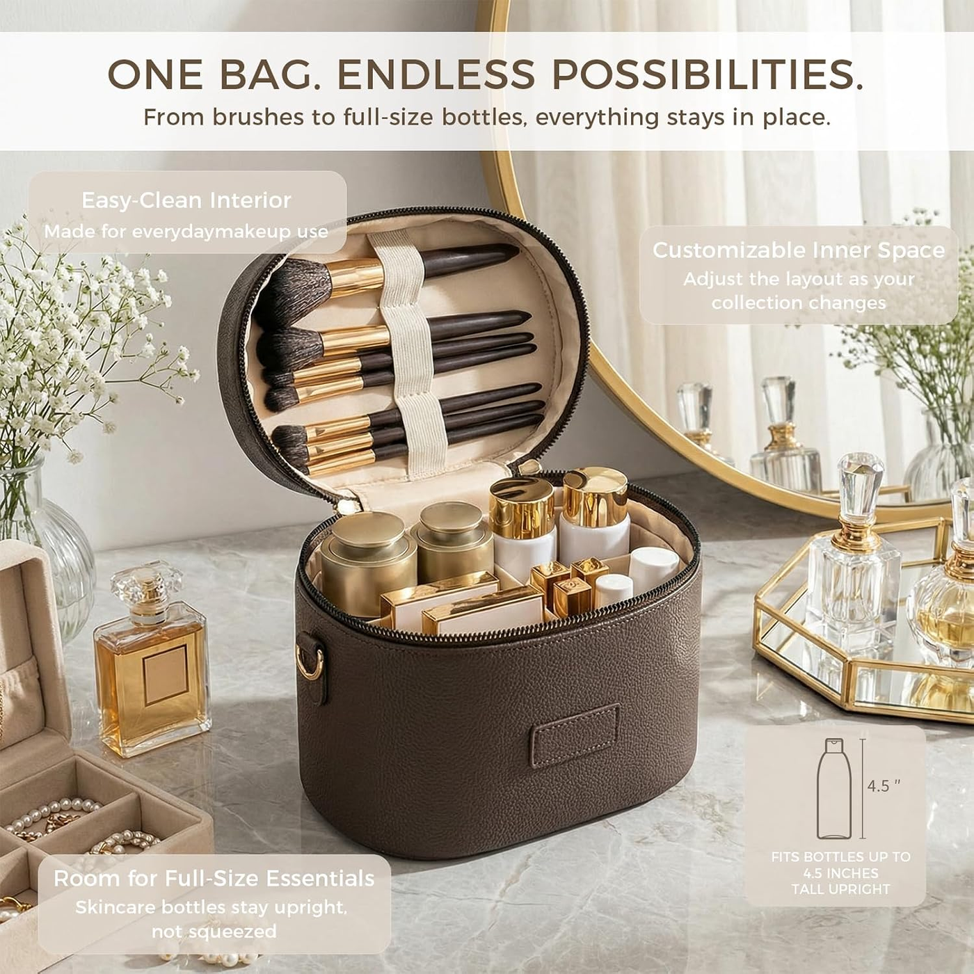 Travel Vanity Makeup Case - Coffee