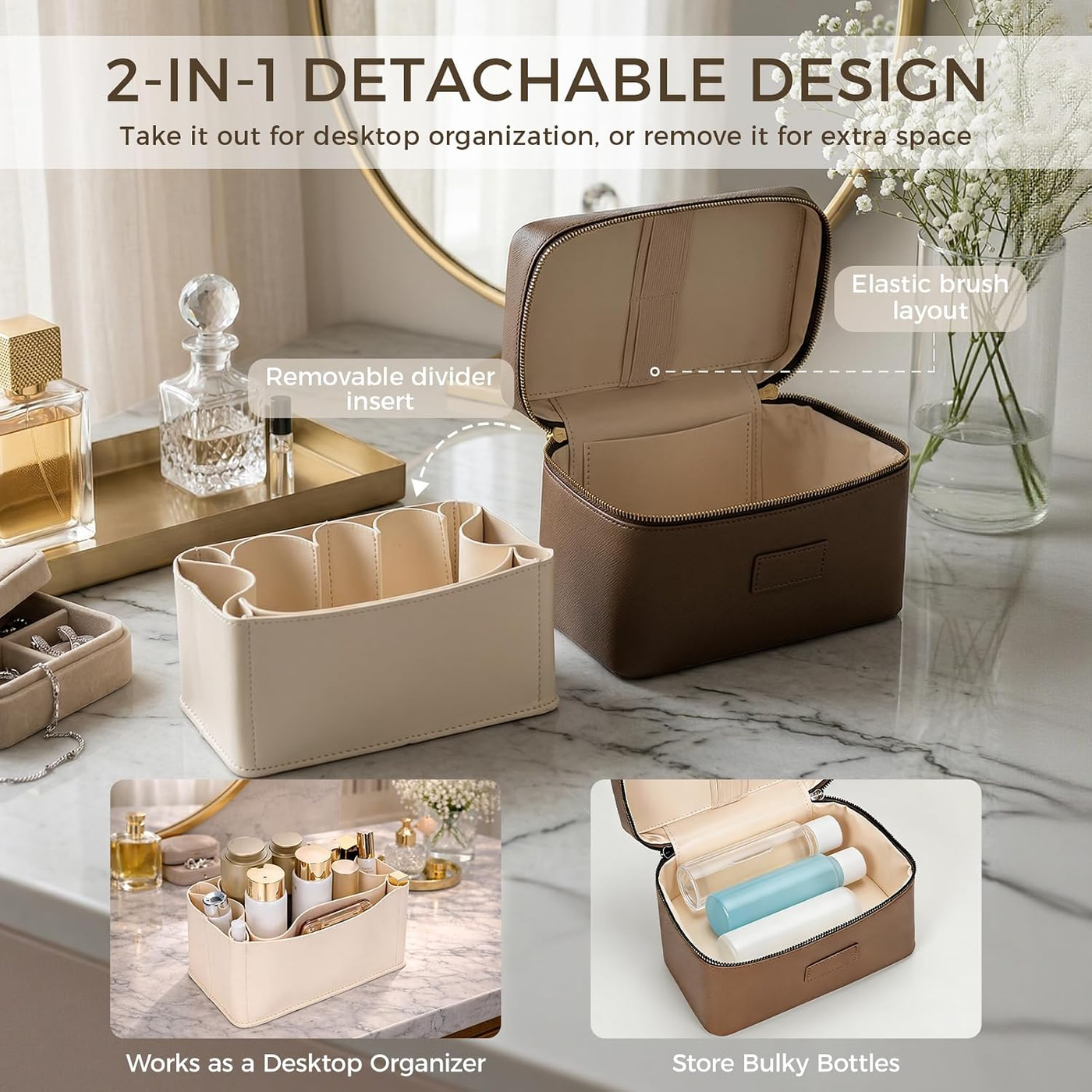 Vanity Makeup Case - Khaki Medium