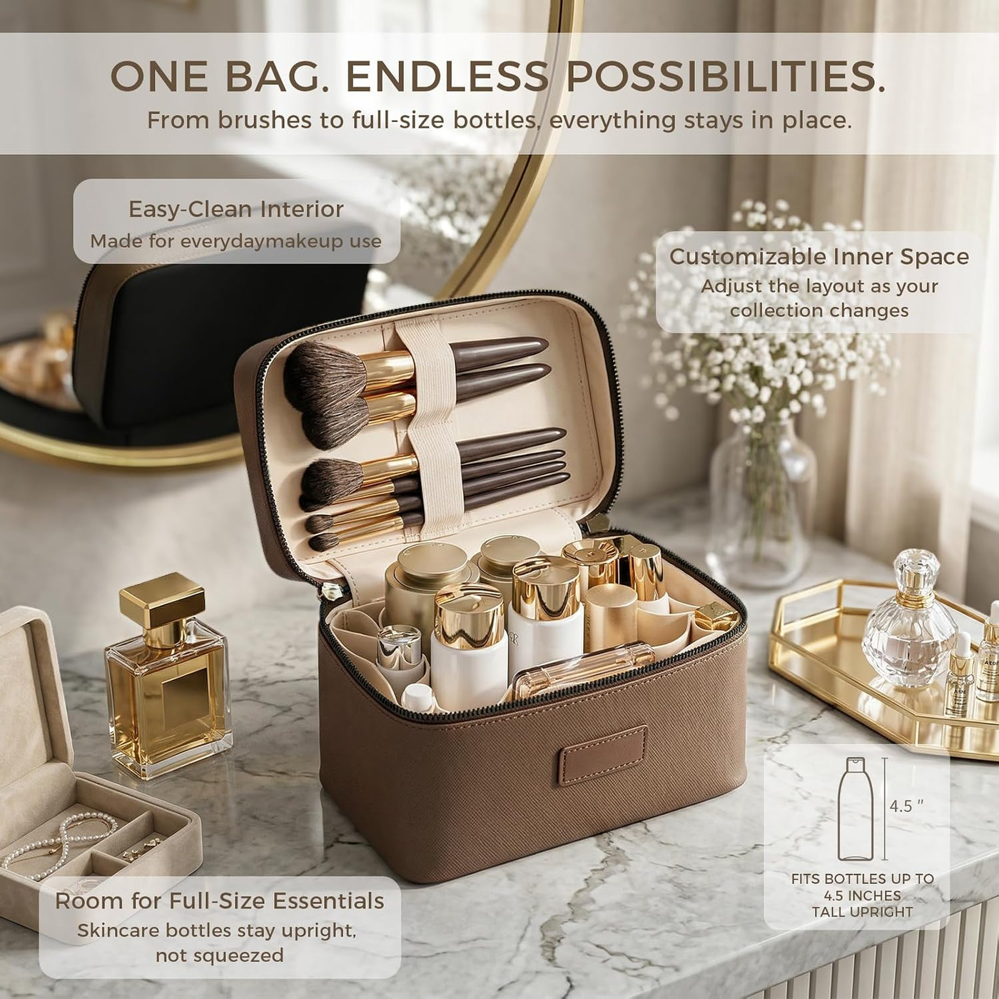 Vanity Makeup Case - Khaki Medium
