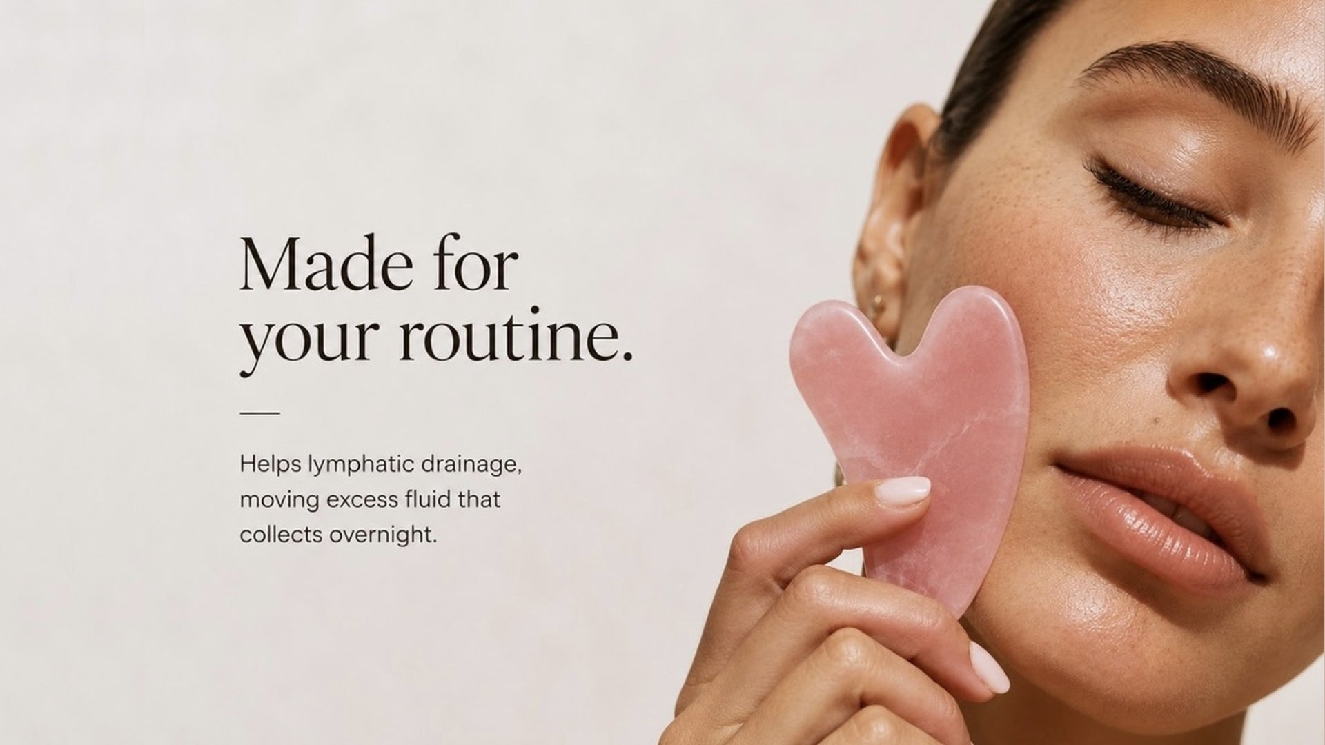 Rose quartz gua sha made for a daily skincare routine